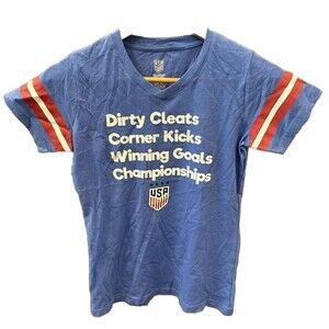 USA Soccer Girl World Cup Dirty Cleats Champions T Shirt Youth M 10 12 New Blue